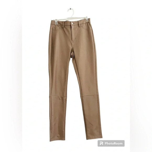 7 for all mankind vegan leather pant small nude color party brunch date night - Picture 1 of 6